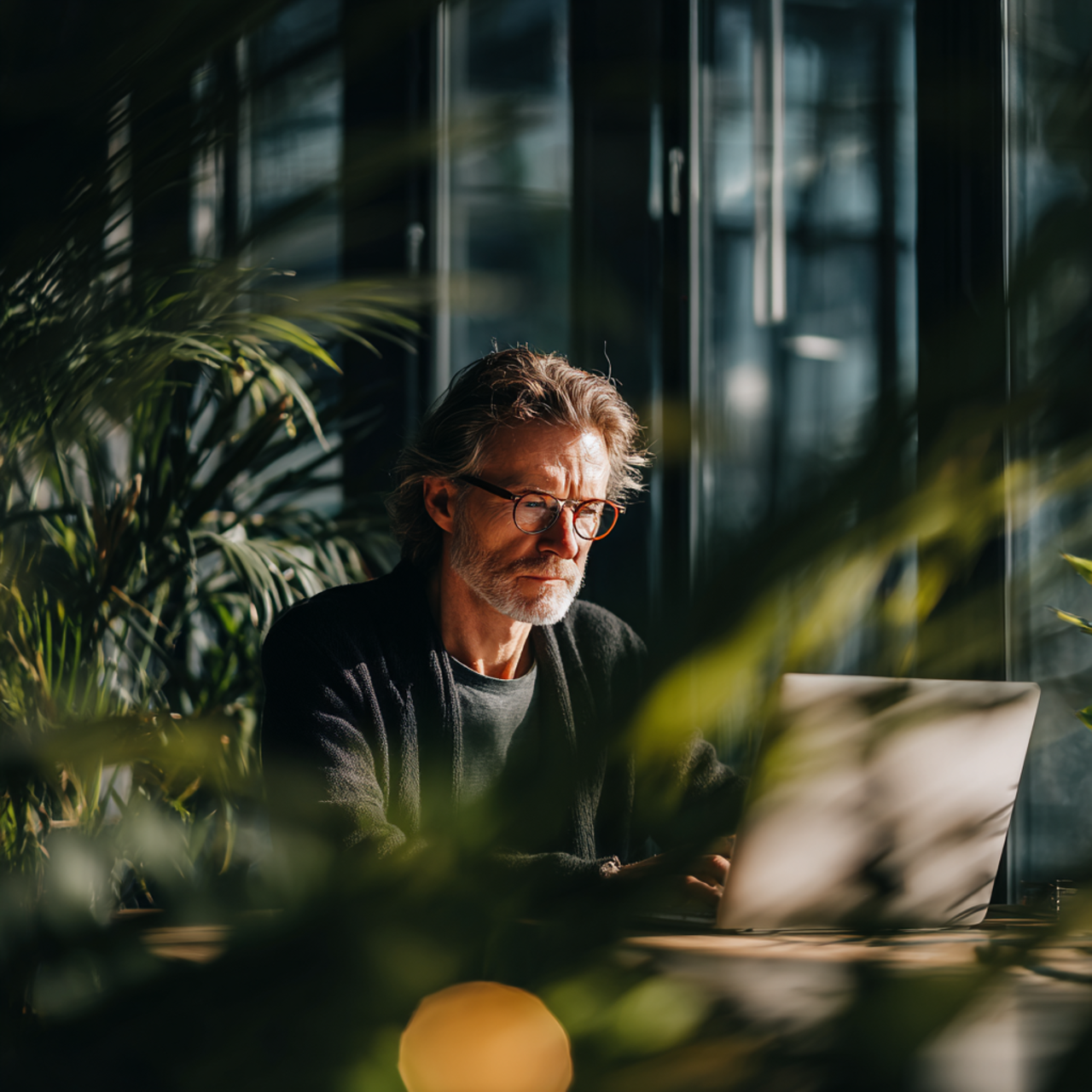 Realistic Office Scene with Laptop User